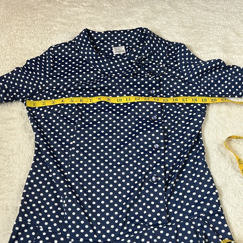 Vintage 60s Shelton Stroller drop waist polka dot midi dress, 16 1/2 - Picture 6 of 8
